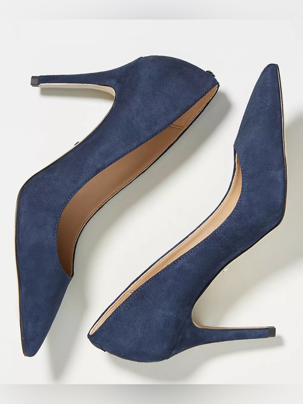 Anthropologie Navy Suede Pointed-Toe Pumps